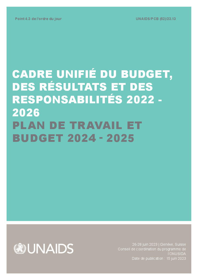 Point 4.3 de l'ordre du jour Plan de travail et budget 20242025 ONUSIDA